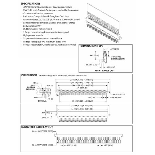 Bi Level Card Edge Header 1.98mm [.050"] /3.96mm [.100"] Contact Centres