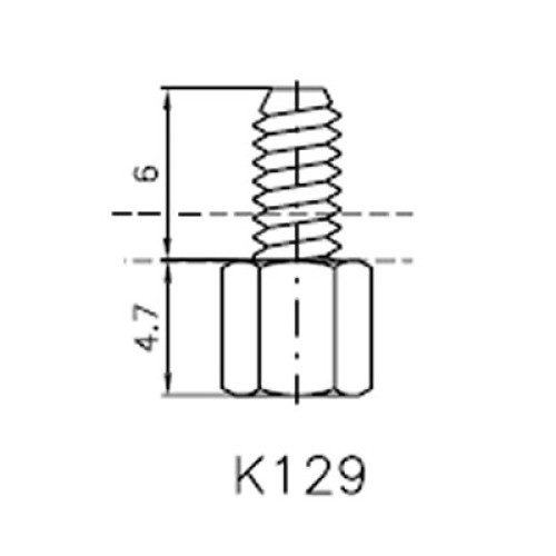 DAC 267 T - Lock Nut Stud (6mm 4-40 UNC)