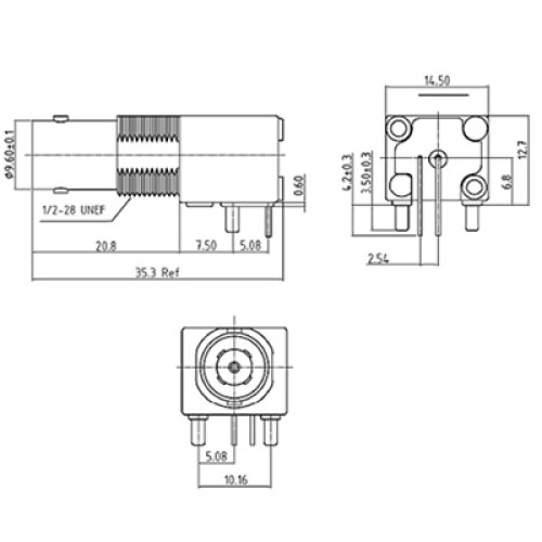 XBL-1048-NGAY - PCB Right Angle Mounted Bulkhead Connector