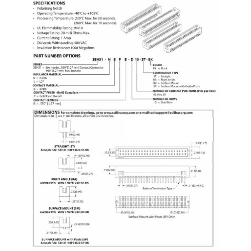 Card Edge Header 1.27mm [.0.50"] Contact Centres Shrouded (Male)