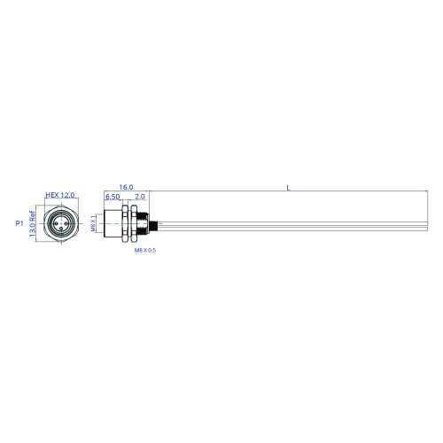 SCA08-XXSRX-XXXX - M8 Rear Fastening Socket Cable Assembly (A or B Code)