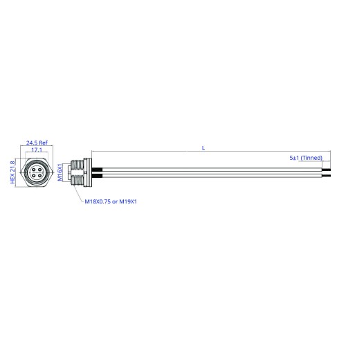 SCA16-XXSFAX-XXXX - M16 Front Fastening Socket Cable Assembly (A Code)