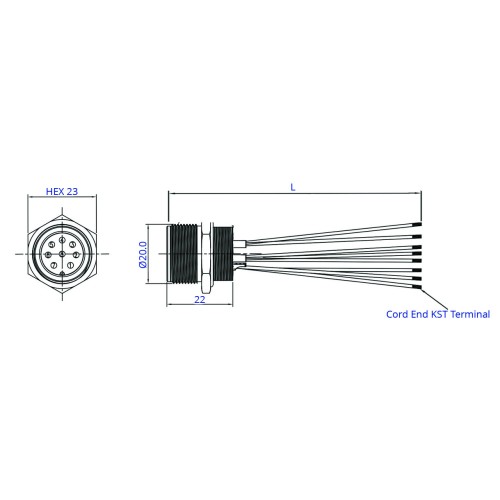 SCA20-XXPRA-XXXX - M20 Rear Fastening Plug Cable Assembly (A Code)