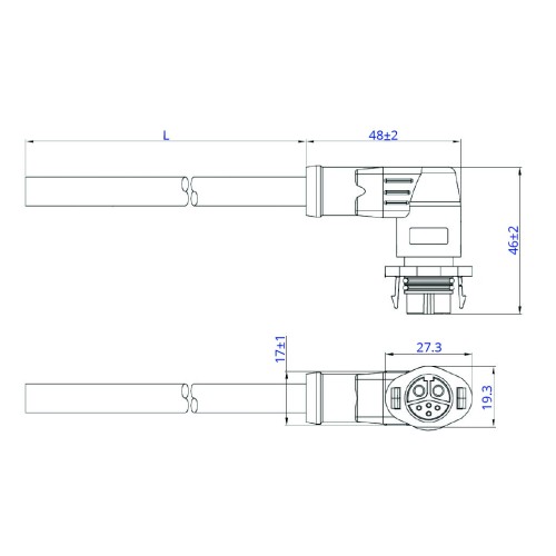 SCM-06SR-5A-XXXX - M5 Hook Type Socket Cable Assembly