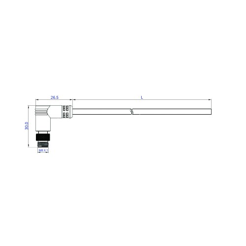 SCM08-XXPXR-XXXX - M8 Right Angle Over-moulded Plug Cable Assembly (A or B Code)