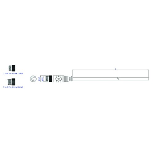 SCM08-XXPXSS-XXXX - M8 Shielded Over-moulded Plug Cable Assembly (A or B Code)