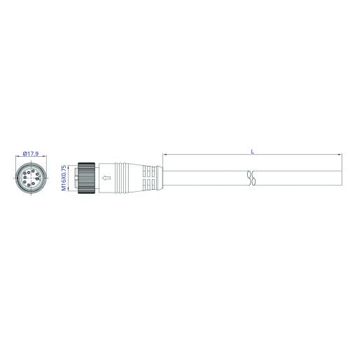 SCM16-XXSAS-XXXX - M16 Over-moulded Socket Cable Assembly (A Code)