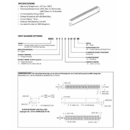 Card Edge Header 1.27mm [.0.50"] Contact Centres (Female)