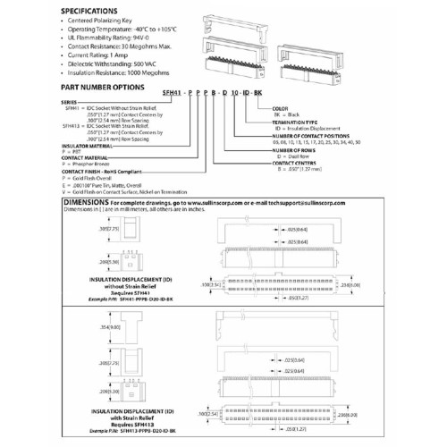 Card Edge Header 1.27mm [.0.50"] Contact Centres, 2.54mm [.100"] Row Spacing (Female)