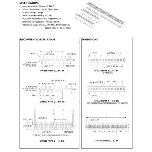 Card Edge Header 1.27mm [.0.39"] Contact Centres (Female)