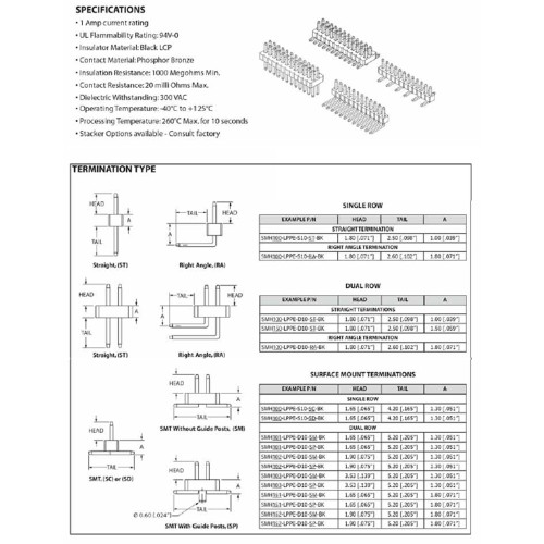 Card Edge Header 1.00mm [.0.39"] Contact Centres (Male)