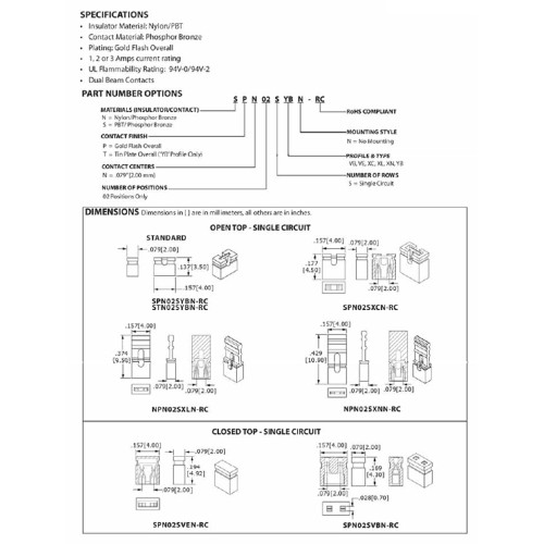 Card Edge Header 2.00mm [.079"] Contact Centres Open/Closed Top Jumper