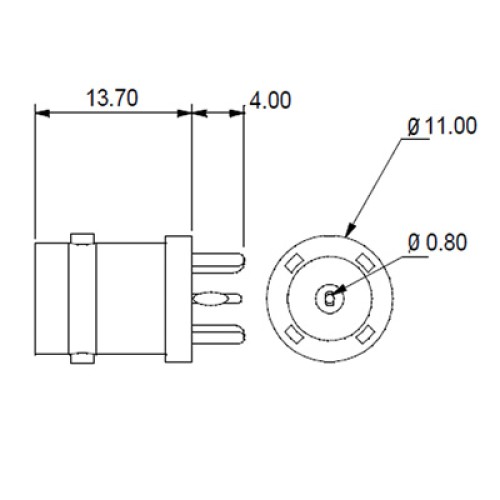 XBT-1050-NGAY - Top Entry Mounted BNC Socket