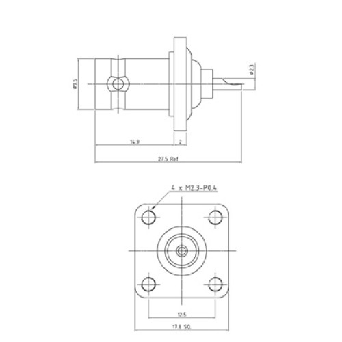 XBD-1004-NGAW - BNC Socket with Square Flange Bulkhead Mount