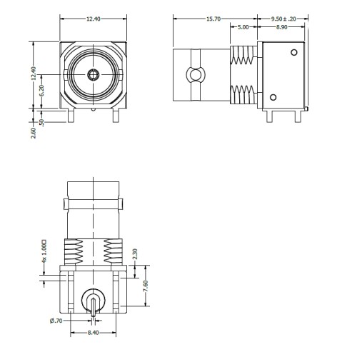 XBS-12-RB21-NNRX -Short Right Angle mounted BNC Stacking Connector