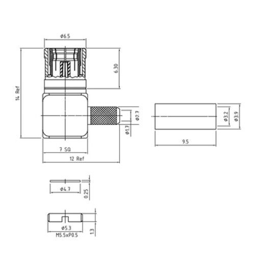 XDT-6304-GGAF - Right Angle Cable Mounted SMB Plug