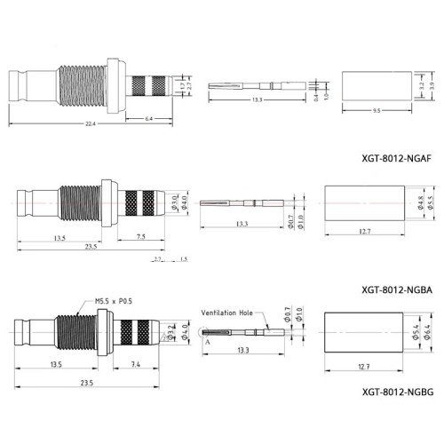 XGT-8012-NGXX - DIN 1.0 / 2.3 Free Cable Socket