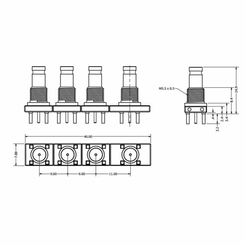 XGT-SXXX-XXXX - Multi-Port Connector System (Top Entry - Straight)