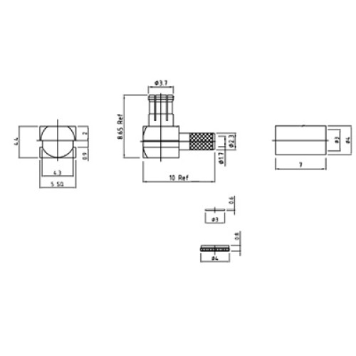 XJT-A000-GGAF - Right Angle MCX Cable Mounted Plug