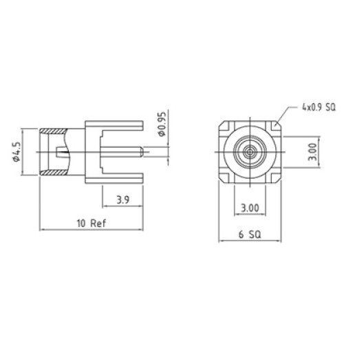 XJT-A006-GGAY - Top Entry PCB Mounted MCX Socket