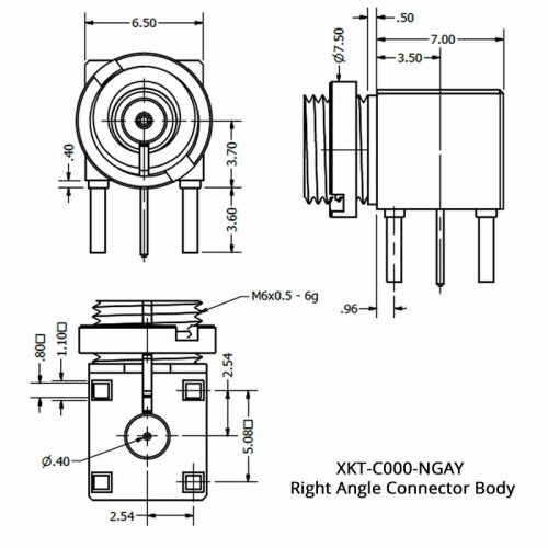 XKT-C000-NGAY - Right Angle Connector Body for Changeable Interface Connector Systemⓟ
