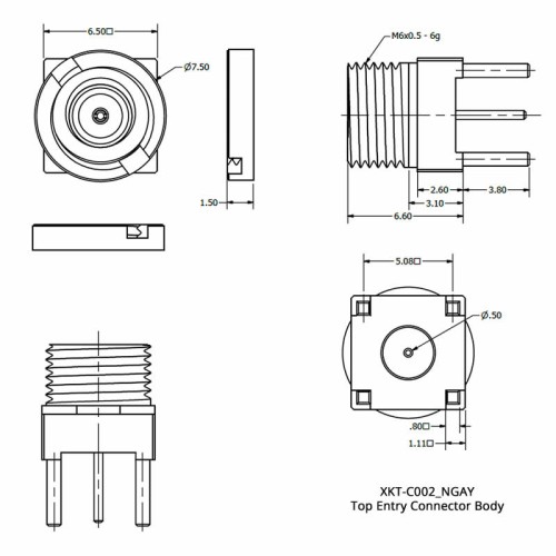 XKT-C002-NGAY - Top Entry Connector Body for Changeable Interface Connector System