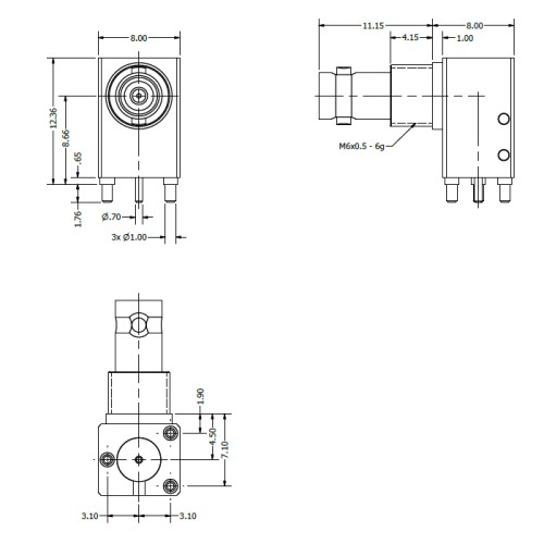 XPS-12-RB18-NNIJX -Tall Right Angle mounted Micro BNC Stacking Connector