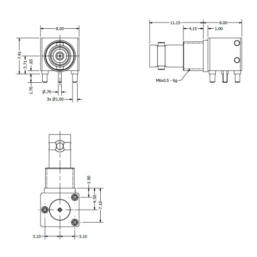 XPS-12-RB18-NNIX -Short Right Angle mounted Micro BNC Stacking Connector