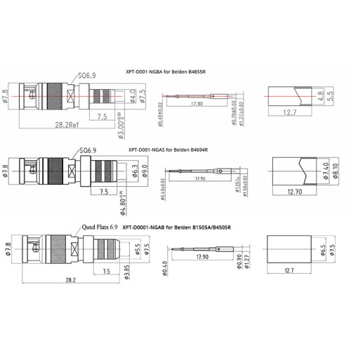 XPT-D001-NGXX - Micro BNC Cable Terminated Plug for 12G Applications