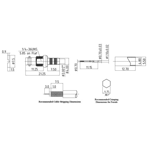 XPT-D003-NGBA - Micro BNC Cable Terminated Bulkhead Socket for 12G Applications