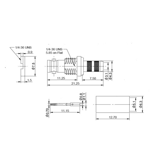 XPT-D003-NGDK - Micro BNC Cable Terminated Bulkhead Socket for 12G Applications