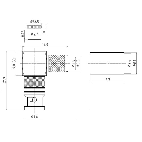 XPT-D005-NGBH - Micro BNC Cable Terminated Plug for 12G Applications