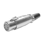 AXCS-XS-ZNDN3-BG – 3 to 5 Pin XLR/DMX Straight Cable Mounted Socket for cables up to 6.4mm