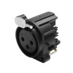 AXPR-3S-P1PGA-P– 3 Pin Right Angle Panel Mounted XLR Socket with Push Button