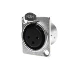 AXSS-3S-ZNPNB-P– 3 Pin Straight Panel Mounted XLR Socket with Push Button